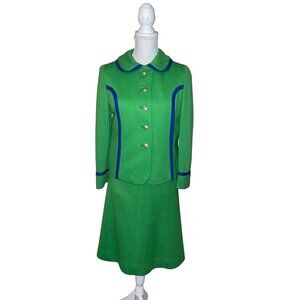 Vintage Bullock’s Westwood Collegienne 3 Piece Suit Womens 4? Green Blue